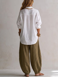 Conjunto Corte Holgado con pierna ancha - Blanco