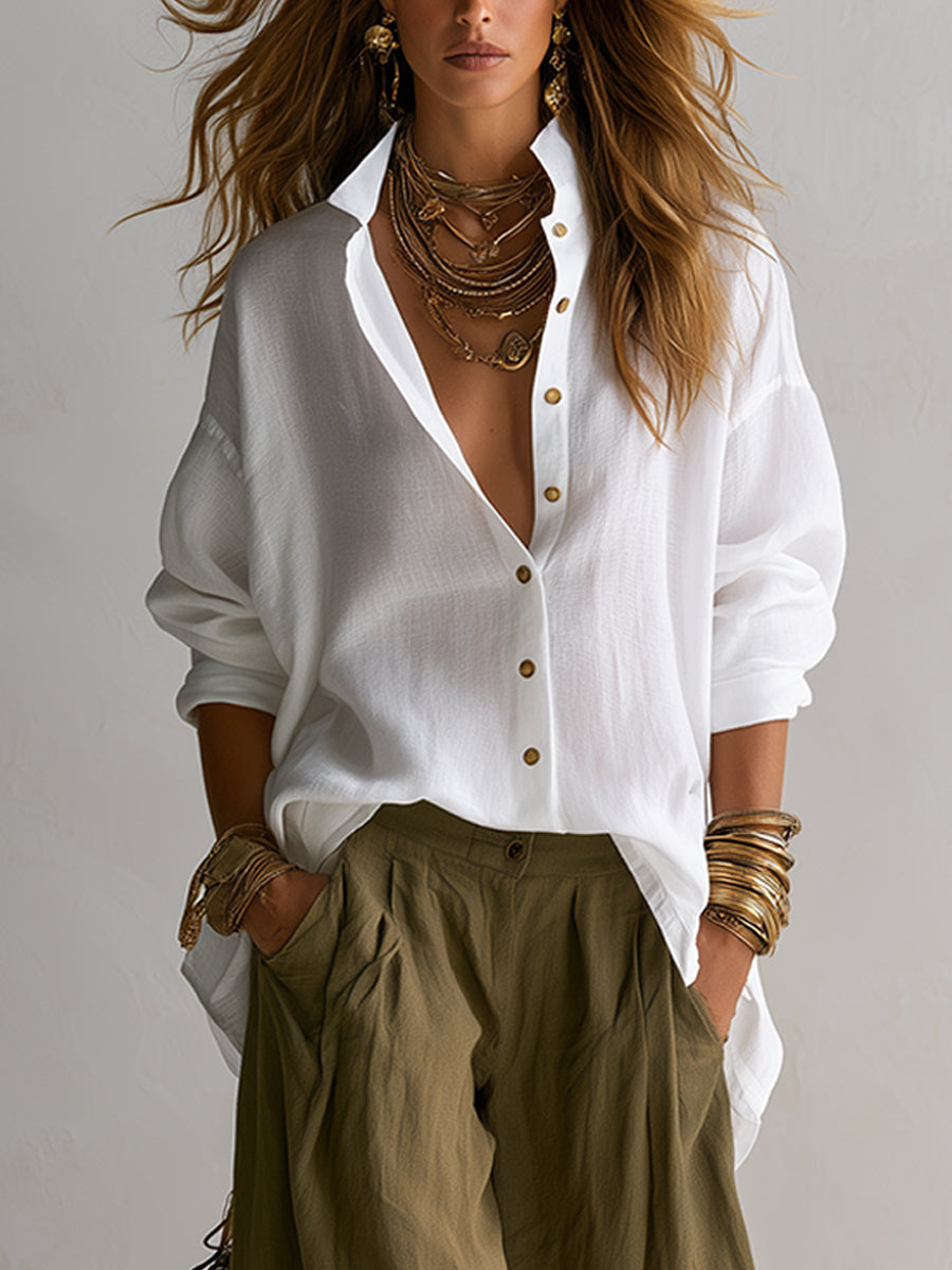 Conjunto Corte Holgado con pierna ancha - Blanco
