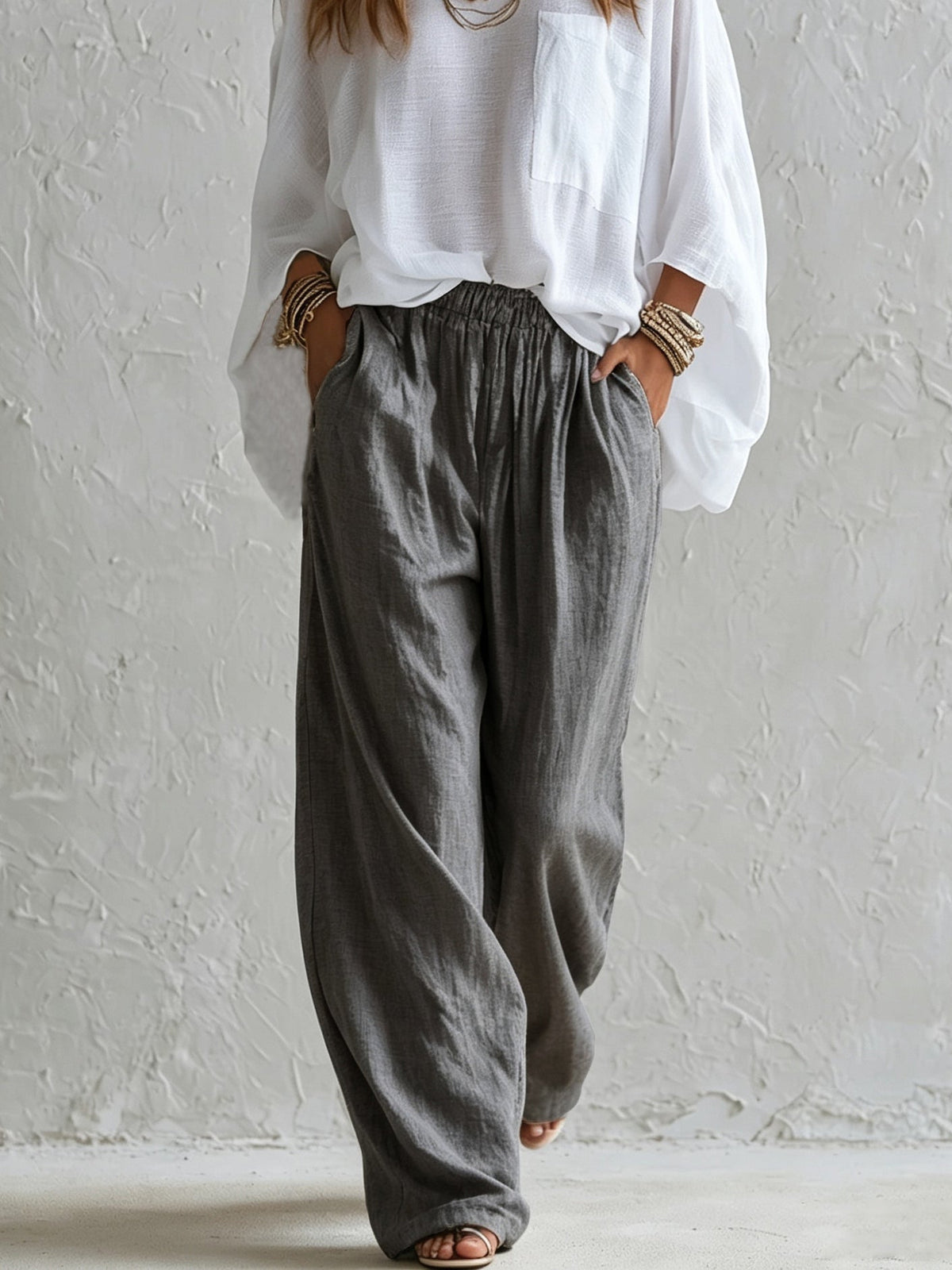 Conjunto Blanco Corte Holgado con pierna ancha - Blanco