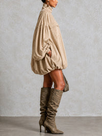 Minivestido Caqui Oversize con ante - Caqui
