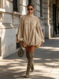 Minivestido Caqui Oversize con ante - Caqui