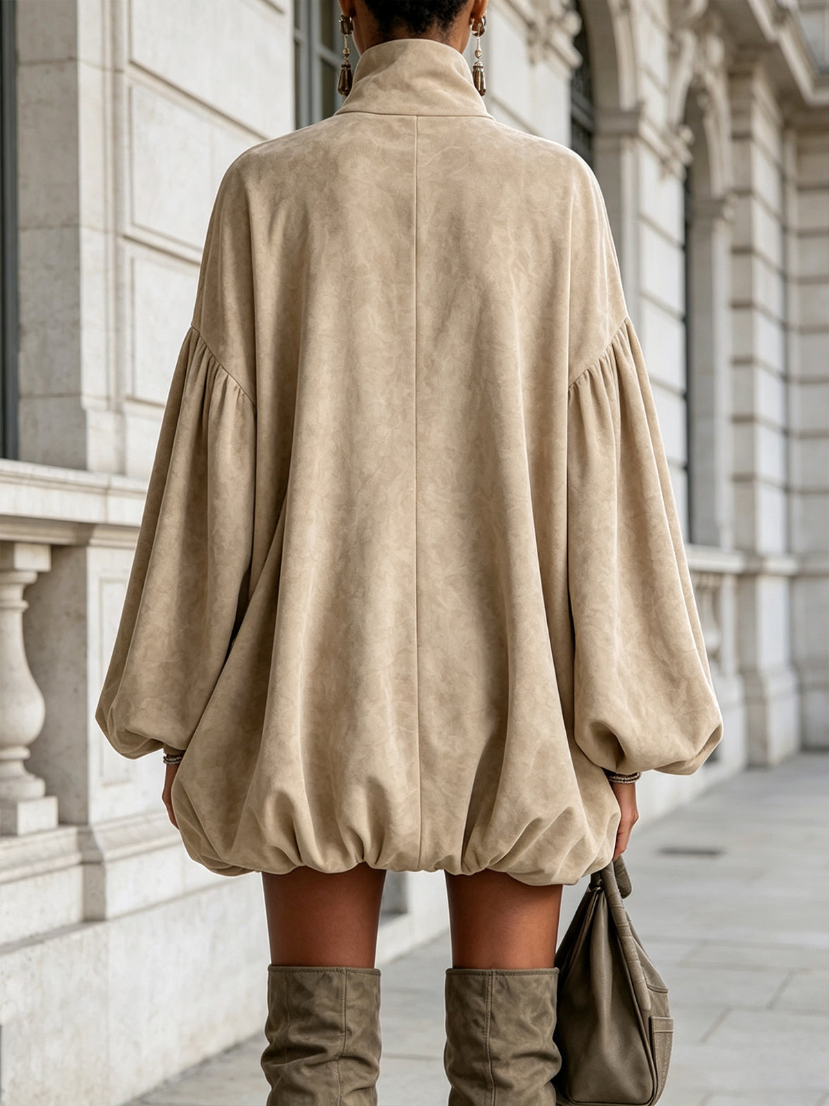 Minivestido Caqui Oversize con ante - Caqui