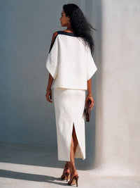 Conjunto de Falda Blanco con cut out y hombros descubiertos - Blanco