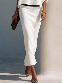 Conjunto de Falda Blanco con cut out y hombros descubiertos - Blanco
