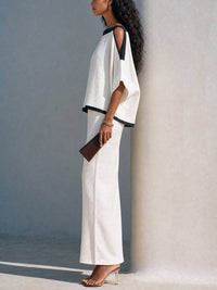 Conjunto de Falda Blanco con cut out y hombros descubiertos - Blanco