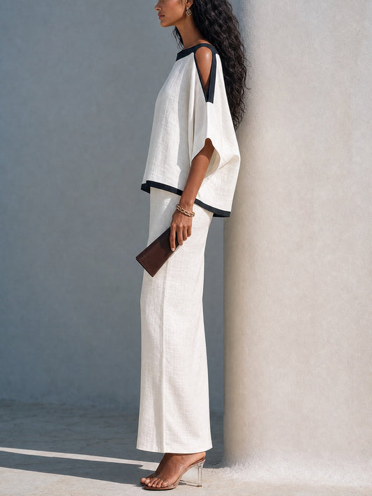 Conjunto de Falda Blanco con cut out y hombros descubiertos - Blanco
