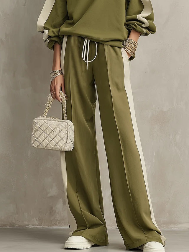 Conjunto Casual Oliva con cordón de ajuste y pierna ancha - Oliva