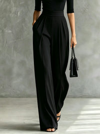 Conjunto de Pantalón Negro con ribete, cuello alto y pierna ancha - Negro