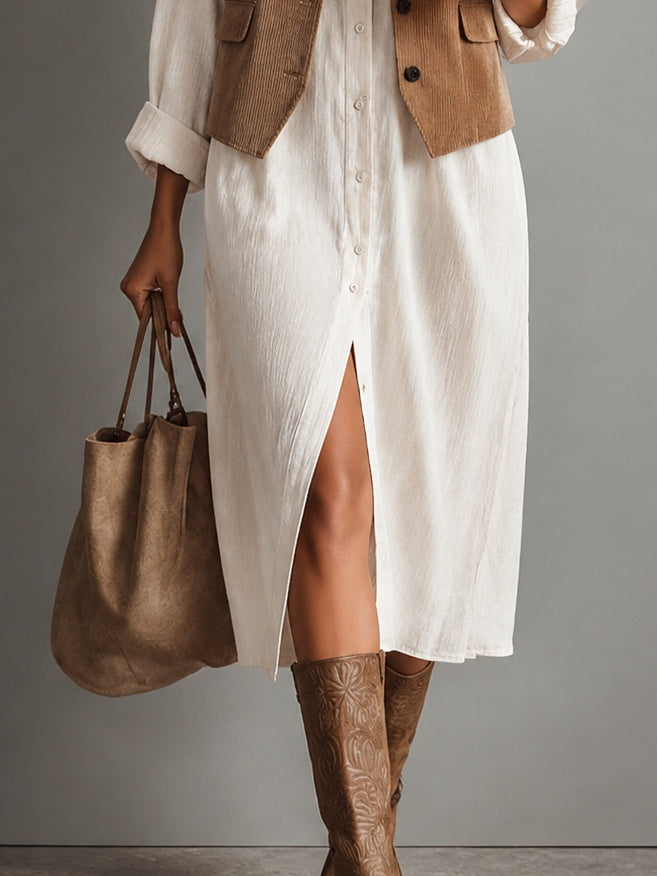Conjunto de Dos Piezas Blanco con pana - Blanco