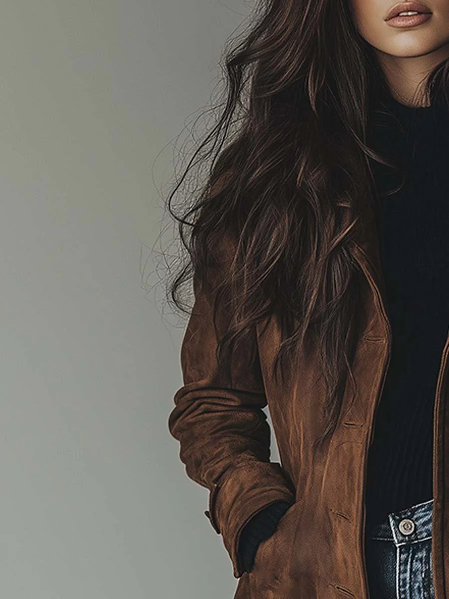 Chaqueta Vintage con ante - Marrón
