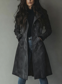 Chaqueta Vintage con ante - Azul Oscuro