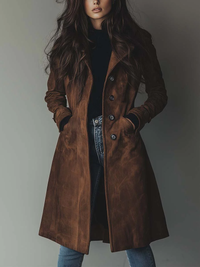 Chaqueta Vintage con ante - Marrón