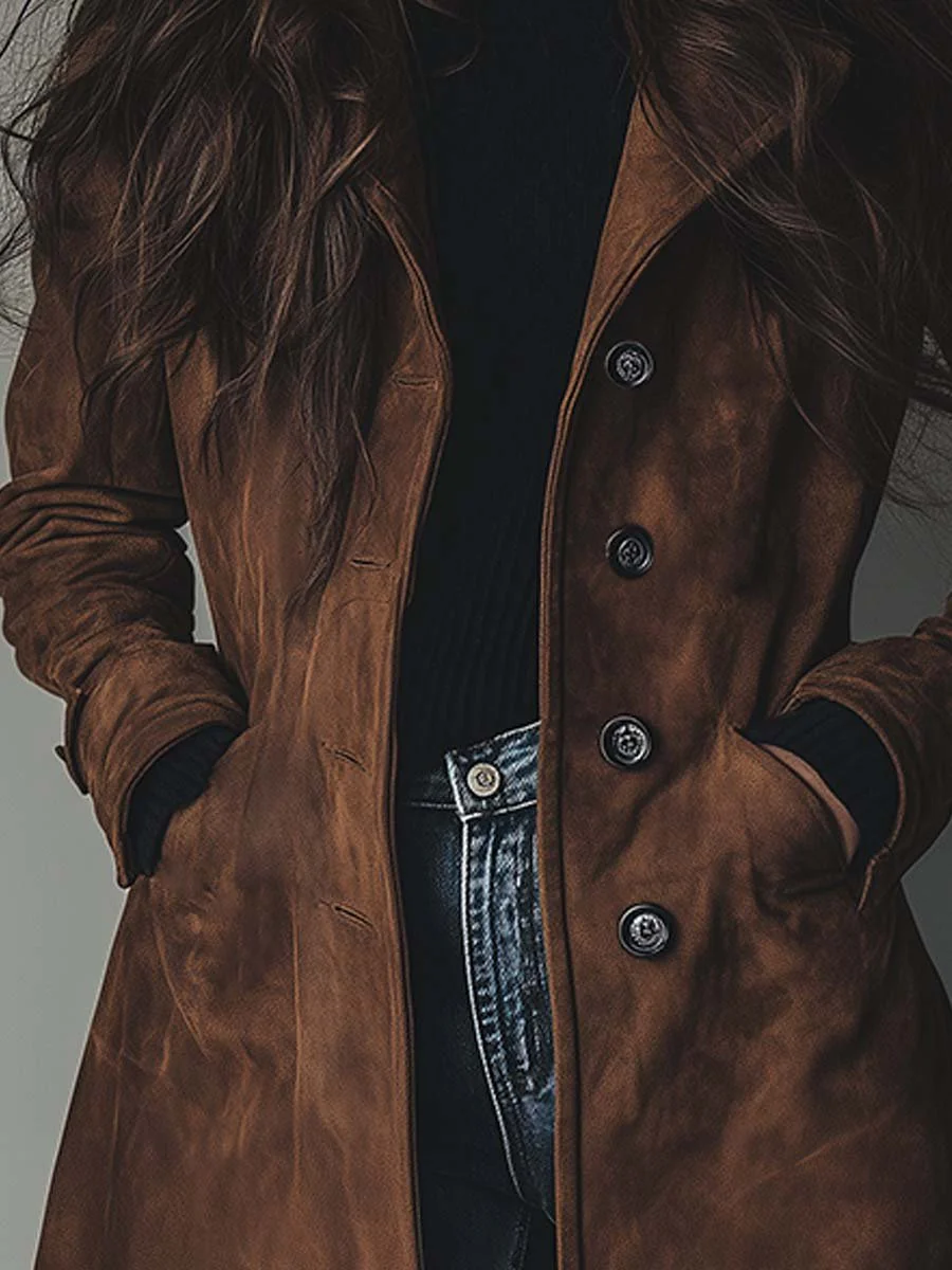 Chaqueta Vintage con ante - Marrón