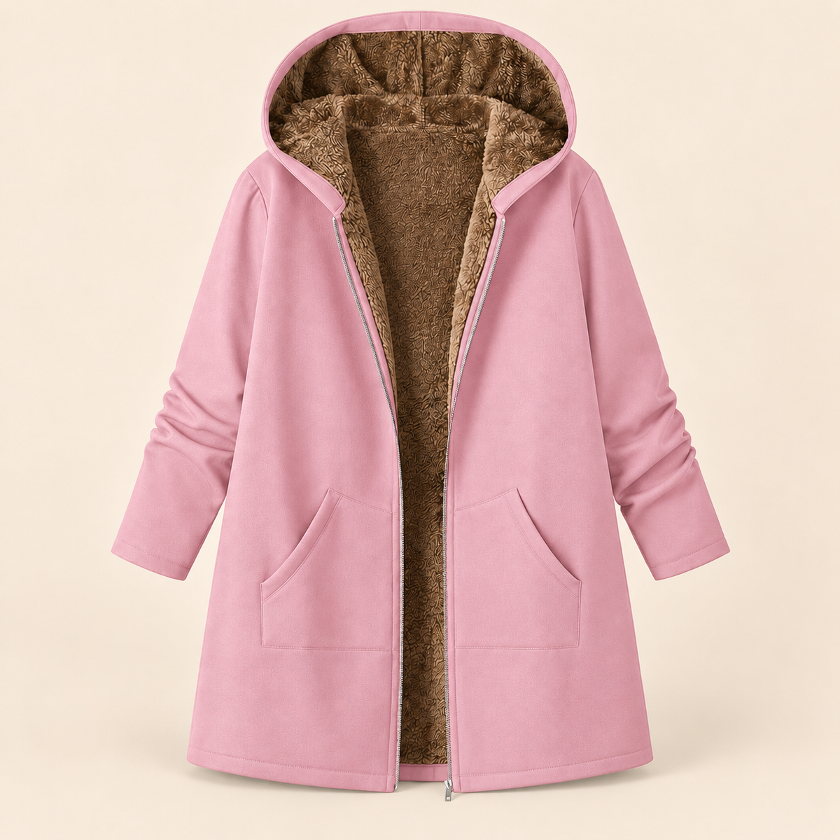 Evelyn | Cozy Sherpa-Lined Hooded Coat