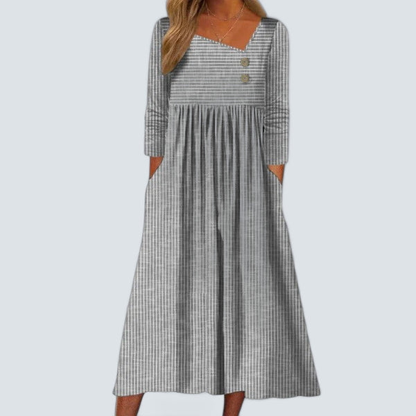 Mira Vestido Midi Elegante - fondo gris