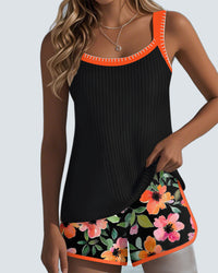 Valeria Tankini Short Floral - fondo gris