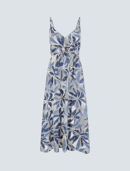 Vestido Largo Estampado Azul - fondo gris