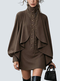 Vestido Mini Chocolate Cuello Alto - fondo gris