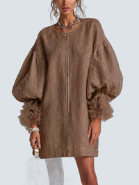 Vestido Mini Marron Cremallera - fondo gris
