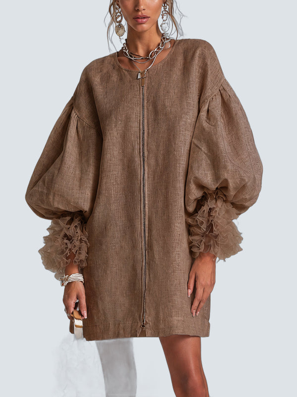 Vestido Mini Marron Cremallera - fondo gris