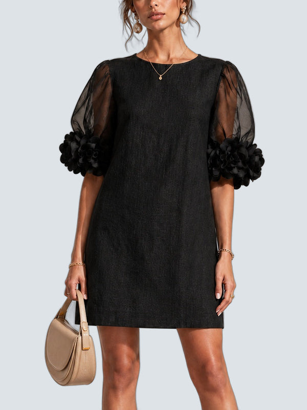 Vestido Mini Negro Organza - fondo gris