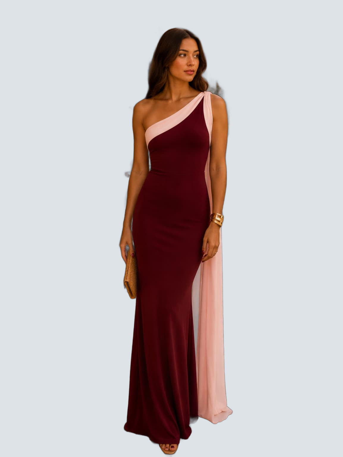 Vestido Vivian en Burdeos - fondo gris