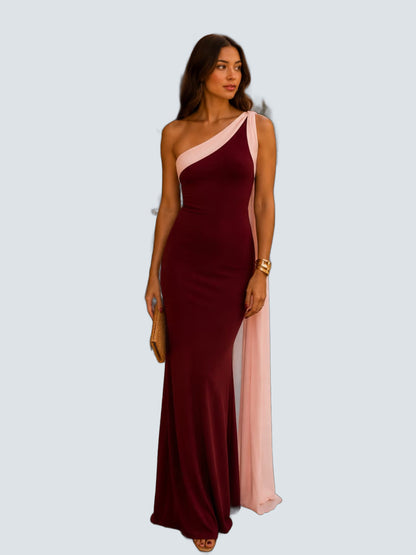 Vestido Vivian en Burdeos - fondo gris