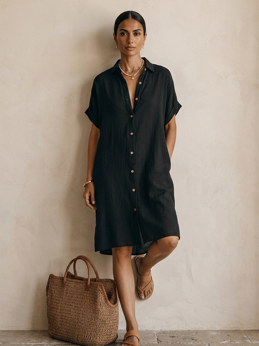 Vestido Casual Boho Corte Holgado - Negro