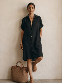 Vestido Casual Boho Corte Holgado - Negro