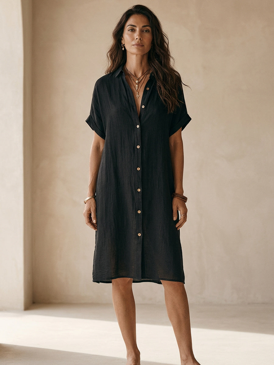 Vestido Casual Boho Corte Holgado - Negro