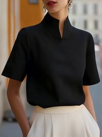 Blusa Manga Corta con cuello mao - Albaricoque