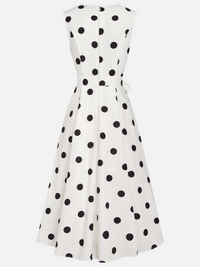 Vestido Midi Blanco Sin Mangas con lunares - Blanco