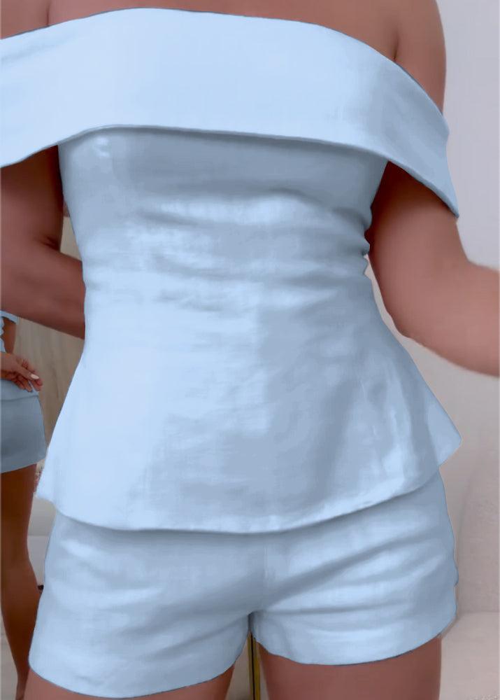 Conjunto de Dos Piezas con algodón y lino - Azul Claro