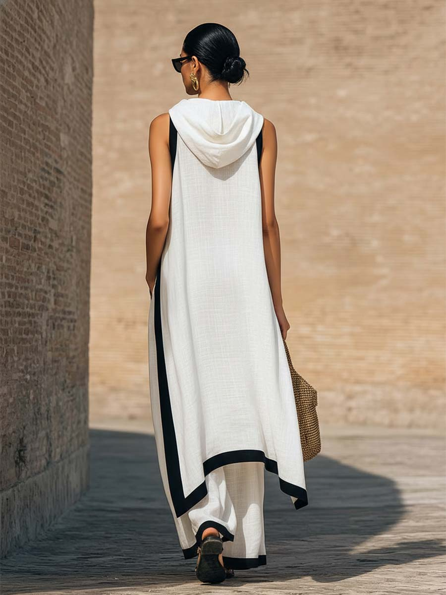 Conjunto de Dos Piezas Elegante Sin Mangas con pierna ancha - Negro
