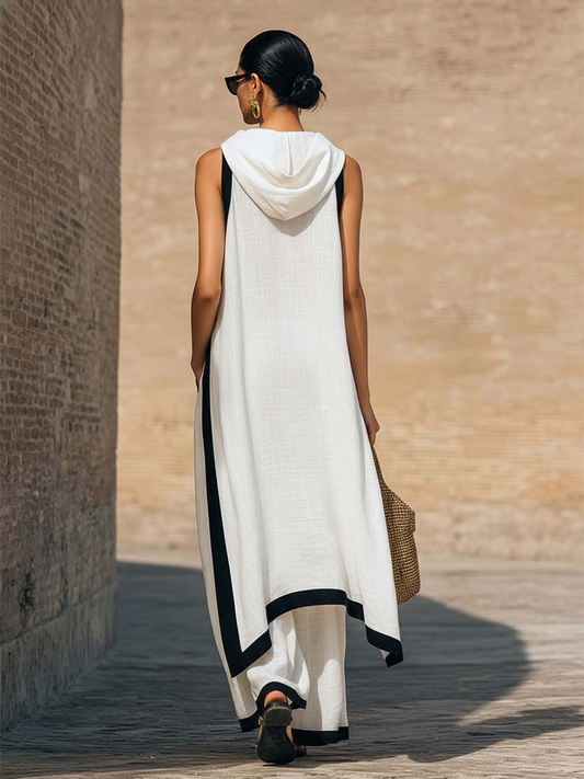 Conjunto de Dos Piezas Elegante Sin Mangas con pierna ancha - Negro