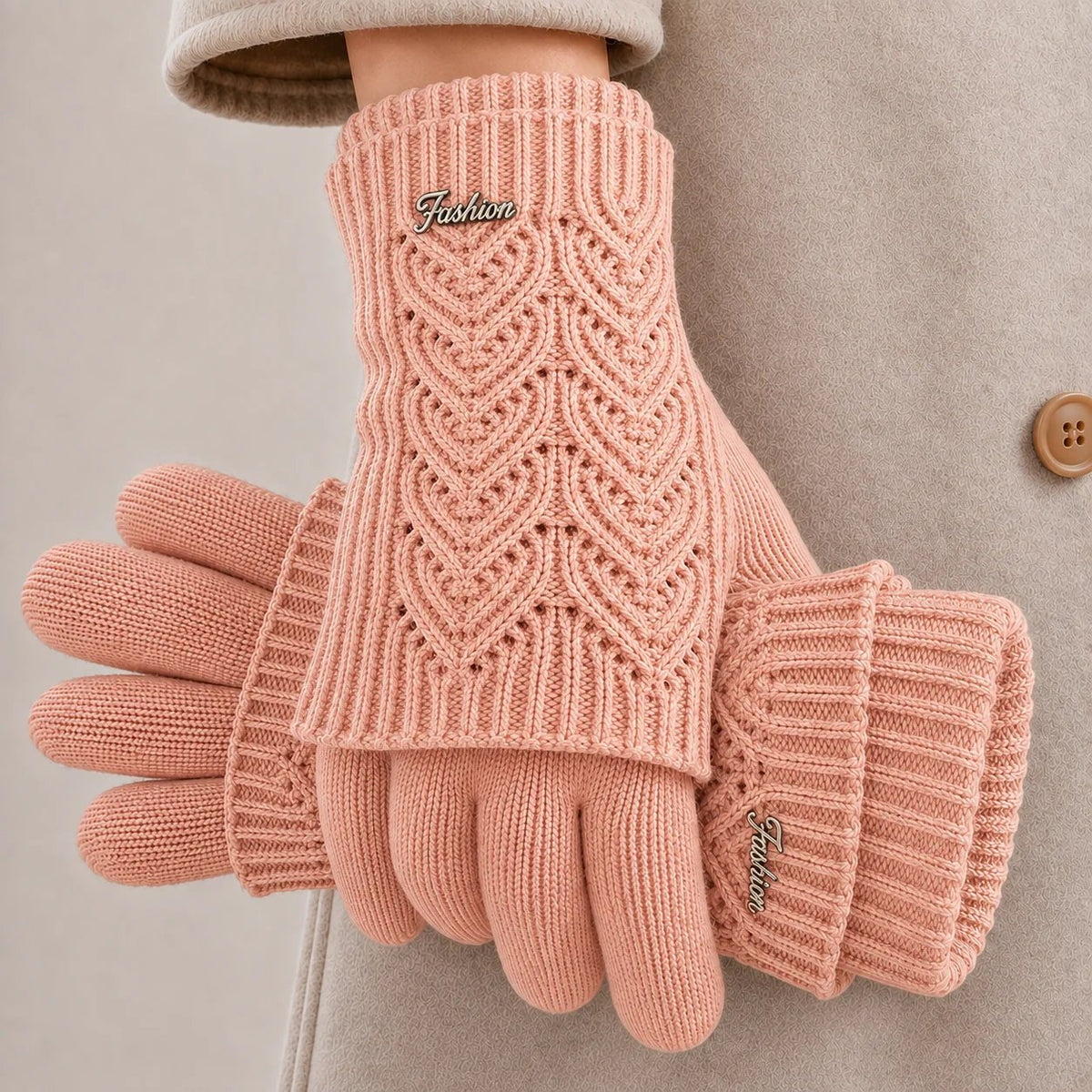 Amira – Luxury Knitted Winter Gloves with Ribbed Cuffs