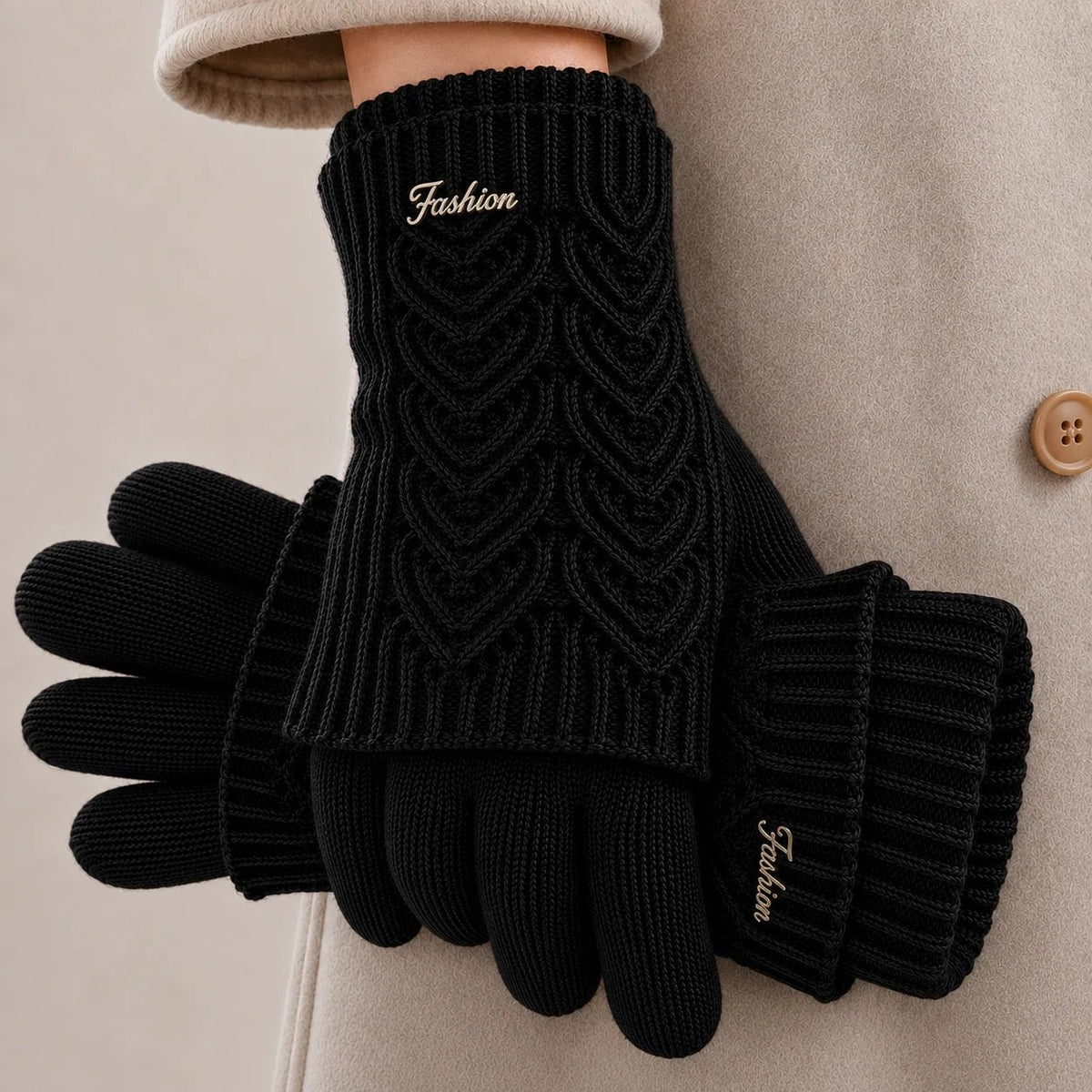 Amira – Luxury Knitted Winter Gloves with Ribbed Cuffs