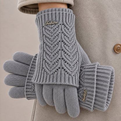 Amira – Luxury Knitted Winter Gloves with Ribbed Cuffs