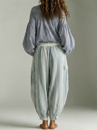 Conjunto de Dos Piezas Boho Azul con a rayas - Azul