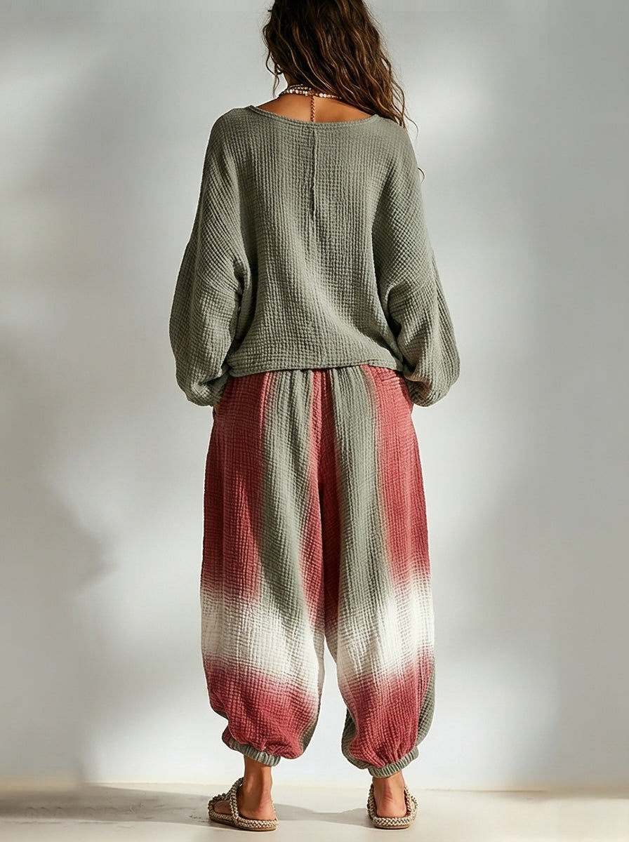 Conjunto Boho Verde Militar Corte Holgado con degradado - Verde Militar