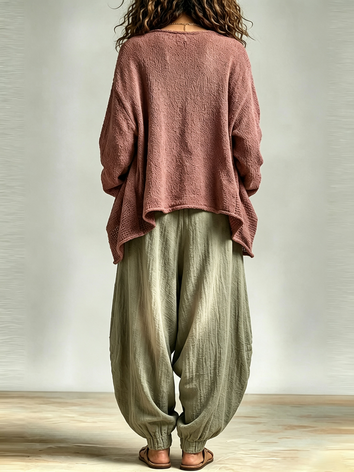Conjunto de Tres Piezas Casual Verde Oliva con punto - Verde Oliva